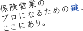 保険営業のプロになるための鍵、ここにあり。